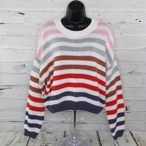 John + Jenn Cropped Colorblock Striped Sweater